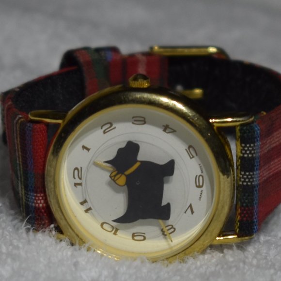 Accessories - Red and Gold Plaid Terrier Dog Watch